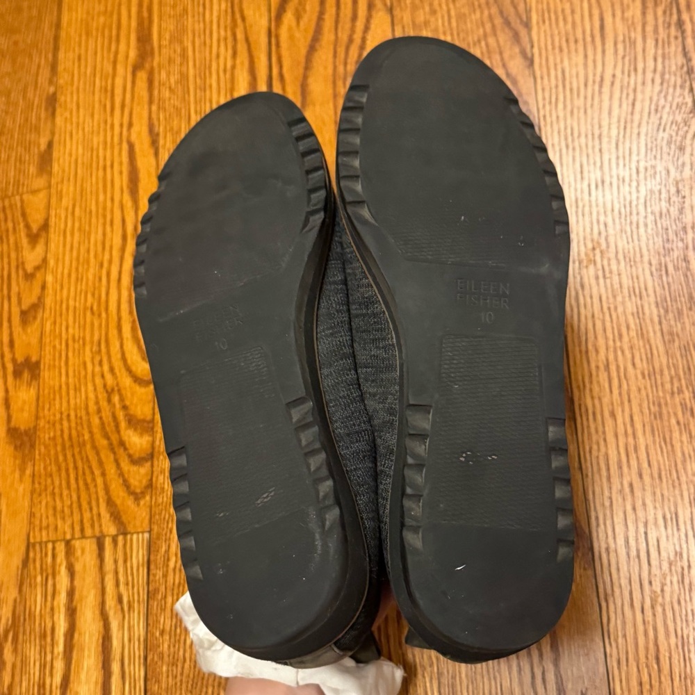 Eileen Fisher Shoes Nova Knit Stretch Loafers Woven Black Chunky Basic Size 10 - Picture 10 of 11